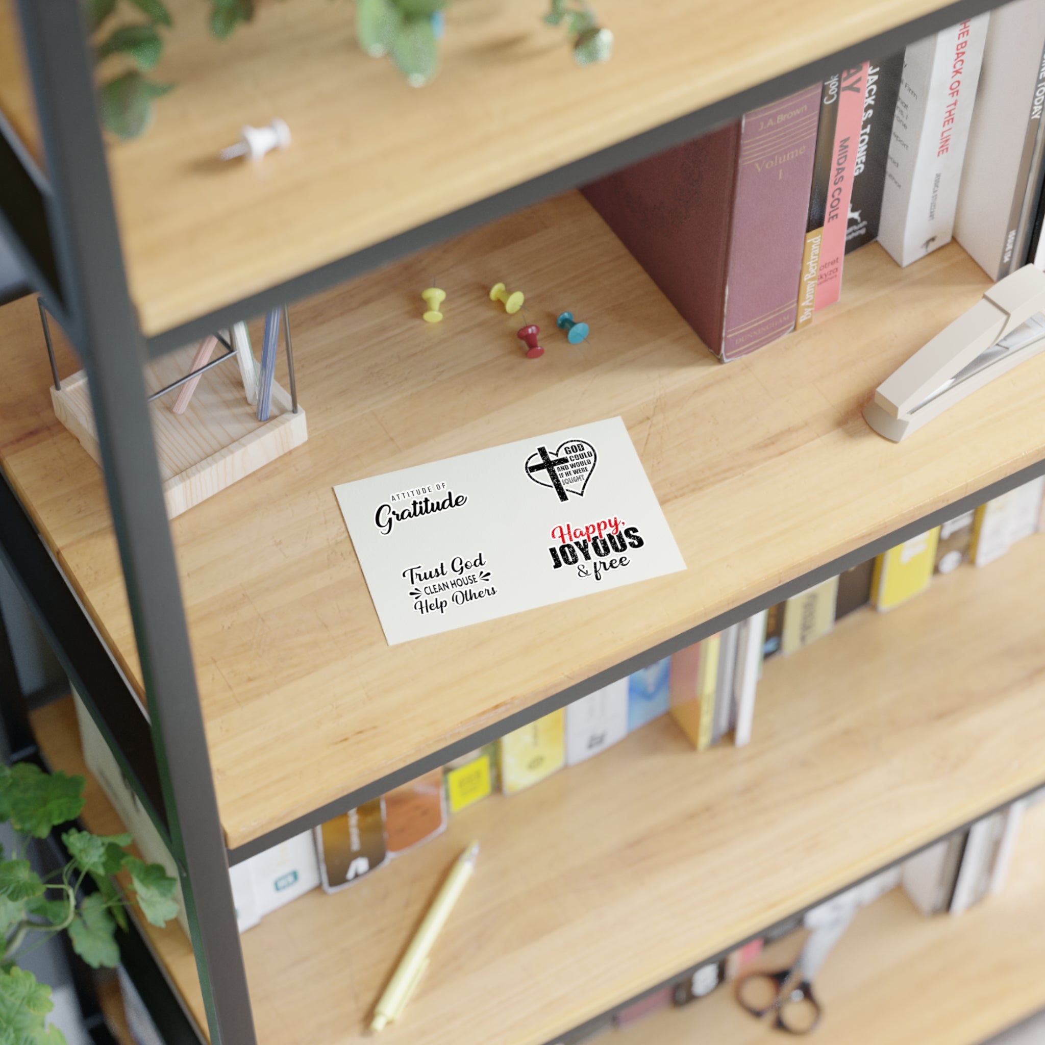 Christian Faith Sticker Sheet — Inspirational Bible Verse & Gratitude Decals (Happy Joyous, Trust God)