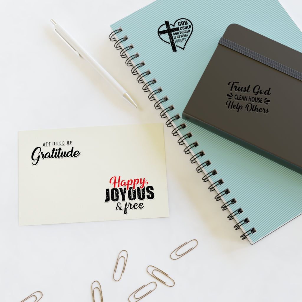 Christian Faith Sticker Sheet — Inspirational Bible Verse & Gratitude Decals (Happy Joyous, Trust God)