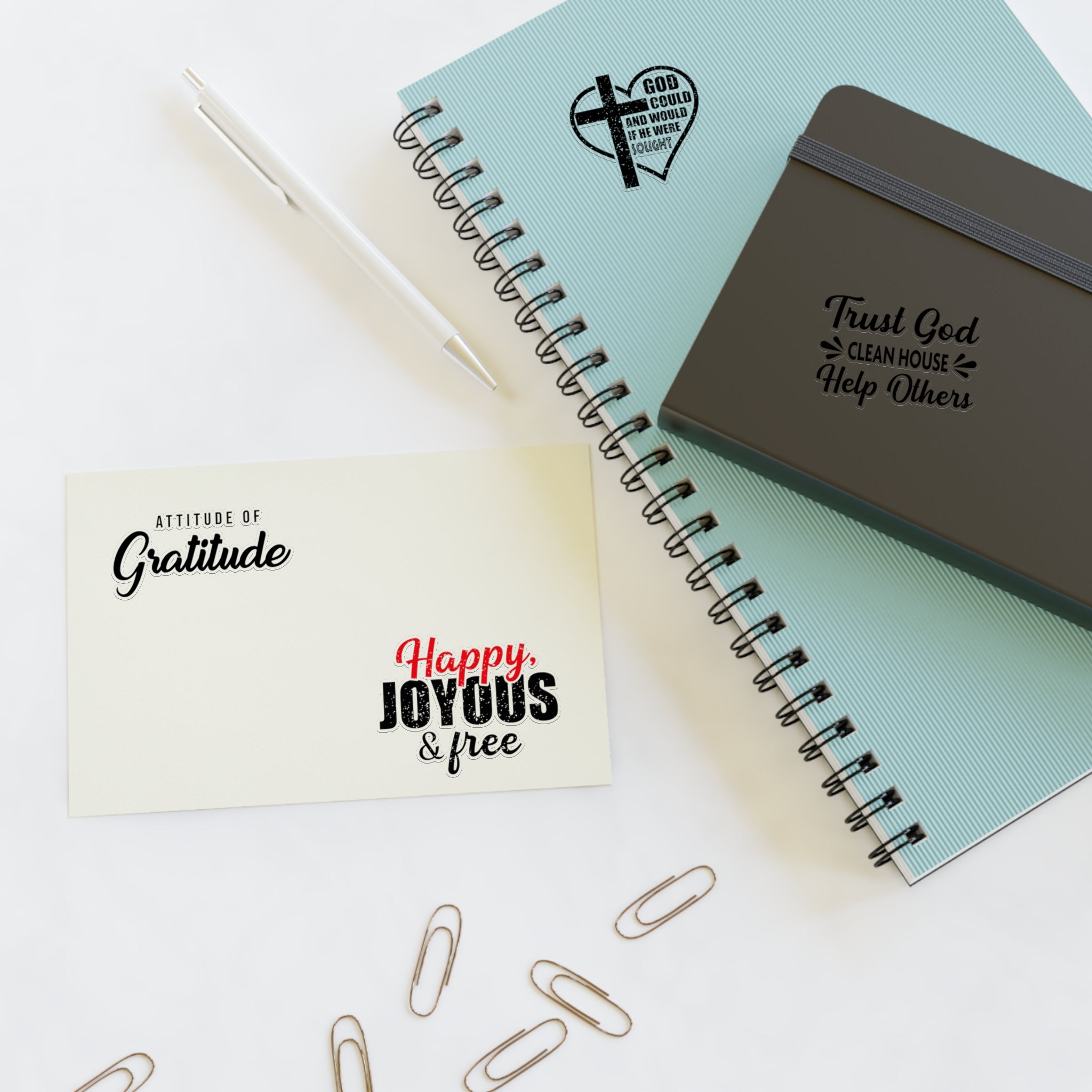 Christian Faith Sticker Sheet — Inspirational Bible Verse & Gratitude Decals (Happy Joyous, Trust God)