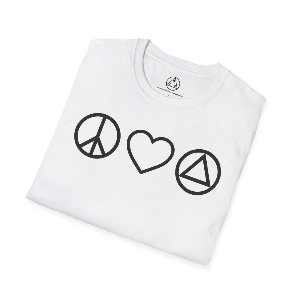 Peace, Love & Recovery T-Shirt — Classic Crewneck Tee