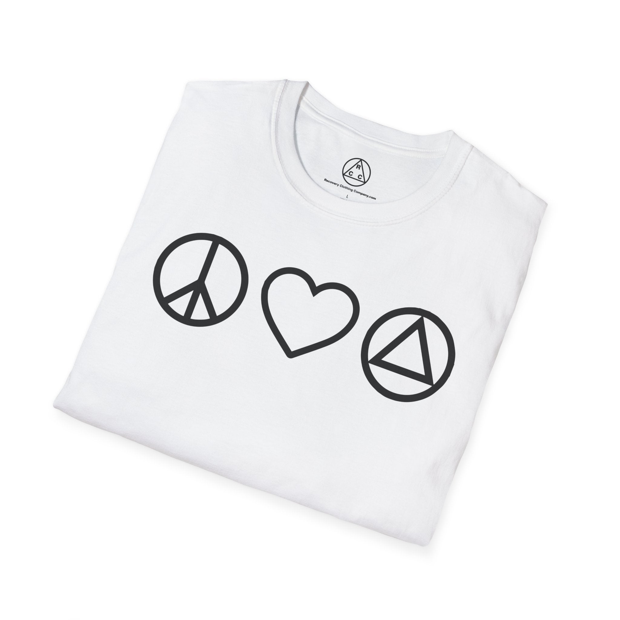 Peace, Love & Recovery T-Shirt — Classic Crewneck Tee