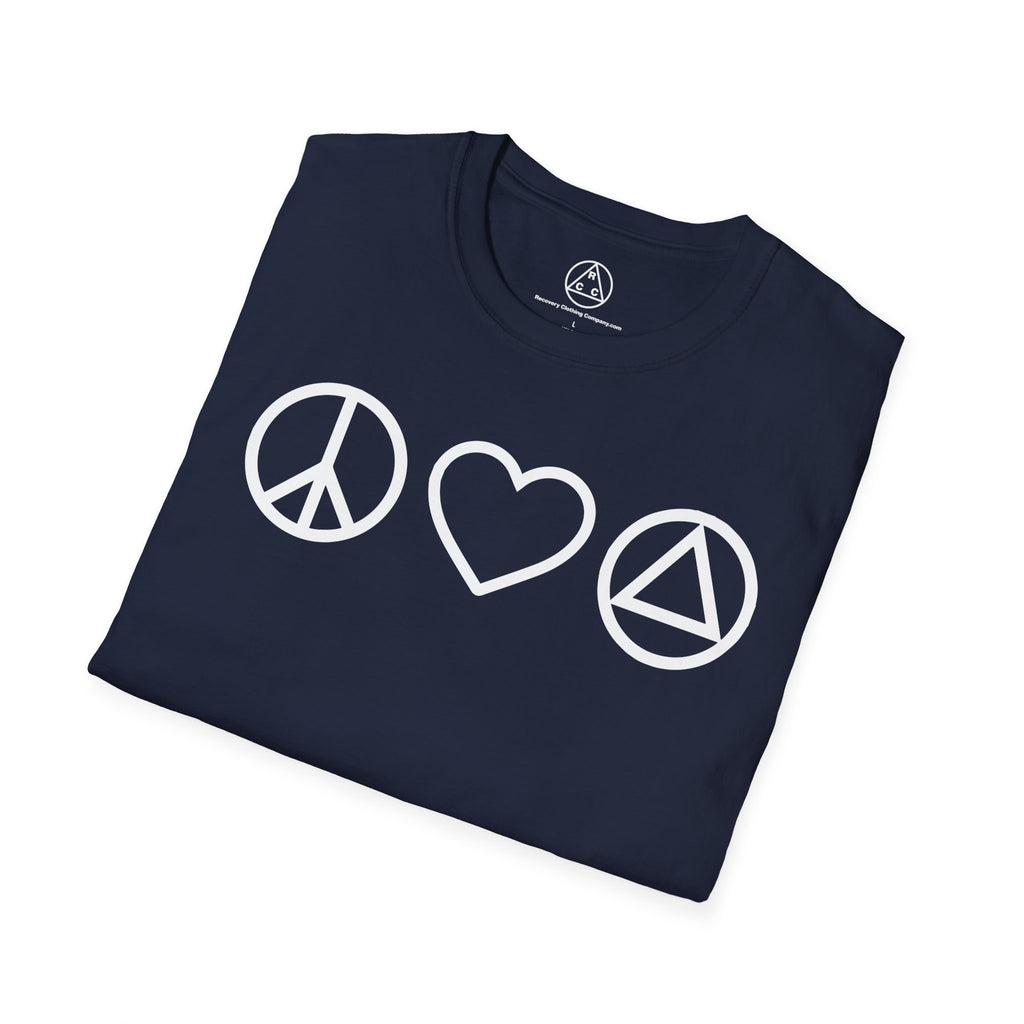 Peace, Love & Recovery T-Shirt — Classic Crewneck Tee