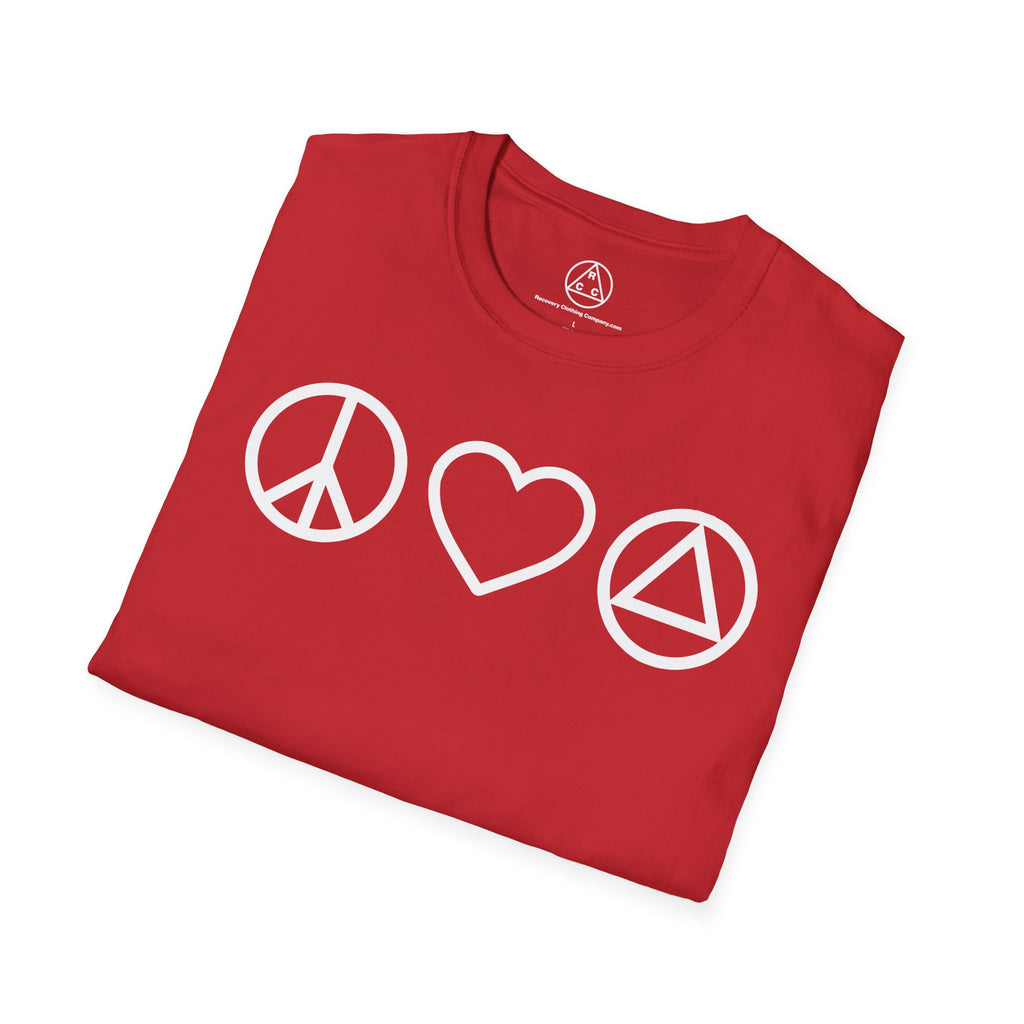 Peace, Love & Recovery T-Shirt — Classic Crewneck Tee
