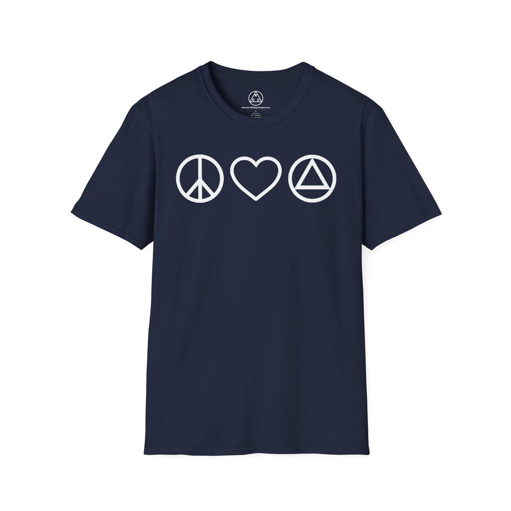 Peace, Love & Recovery T-Shirt — Classic Crewneck Tee