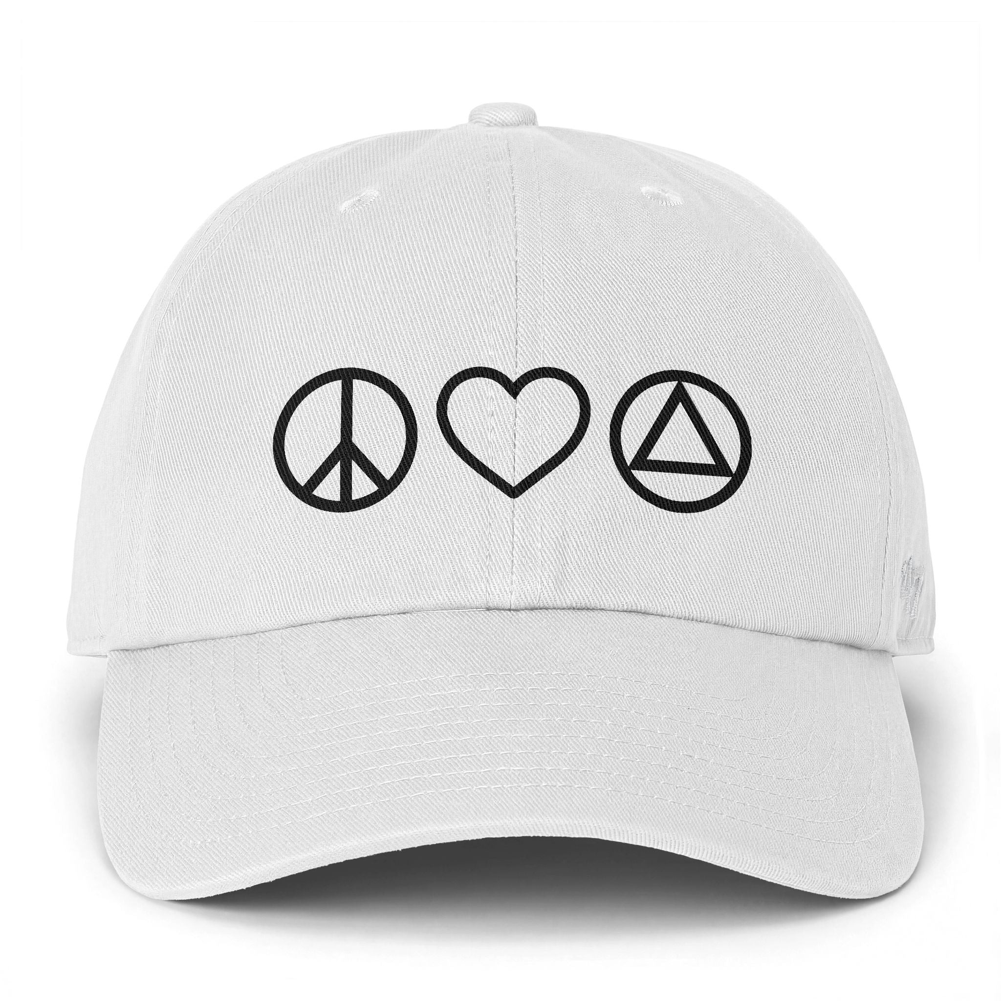 "Peace Love AA" Cap – Addiction Recovery Clean Up Cap 47 Brand
