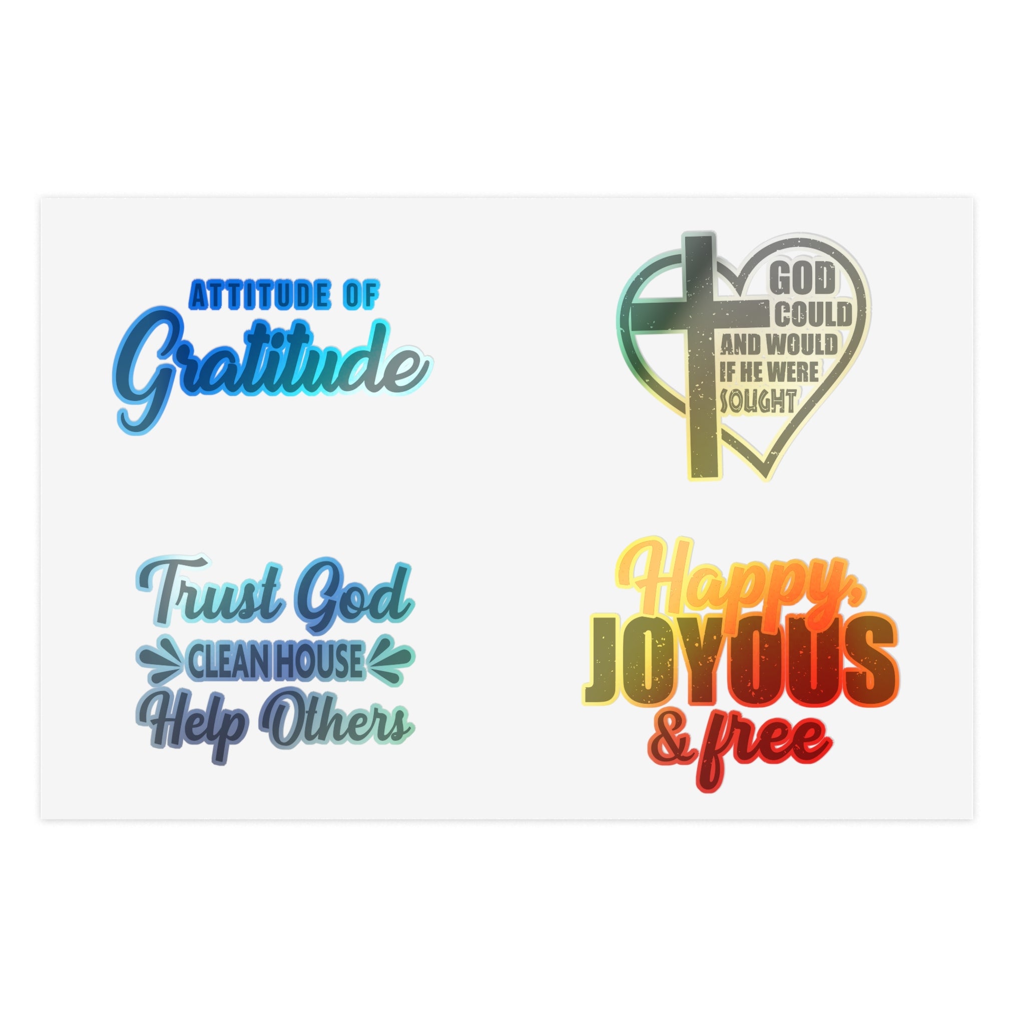 Christian Faith Sticker Sheet — Inspirational Bible Verse & Gratitude Decals (Happy Joyous, Trust God)