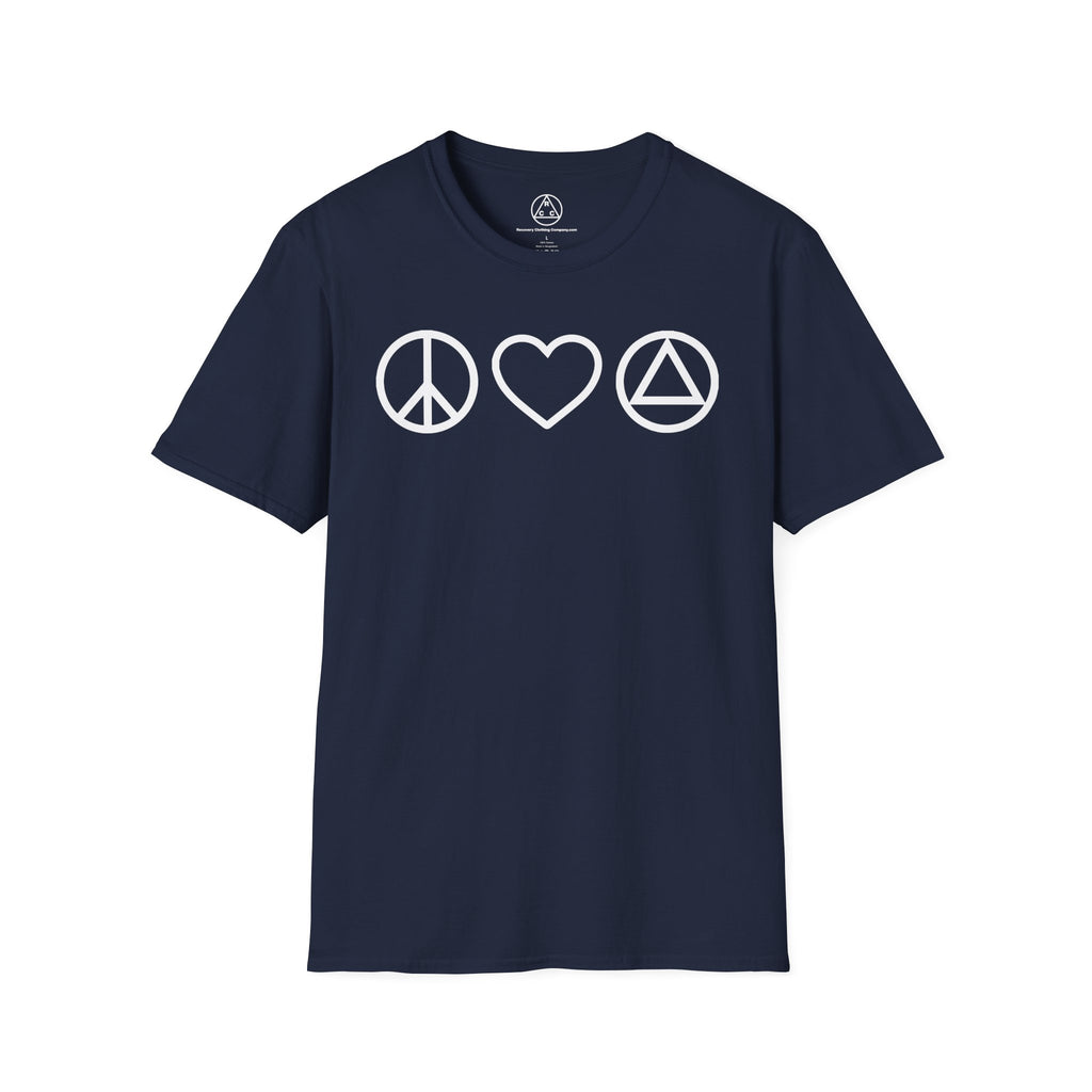 Peace, Love & Recovery T-Shirt — Classic Crewneck Tee