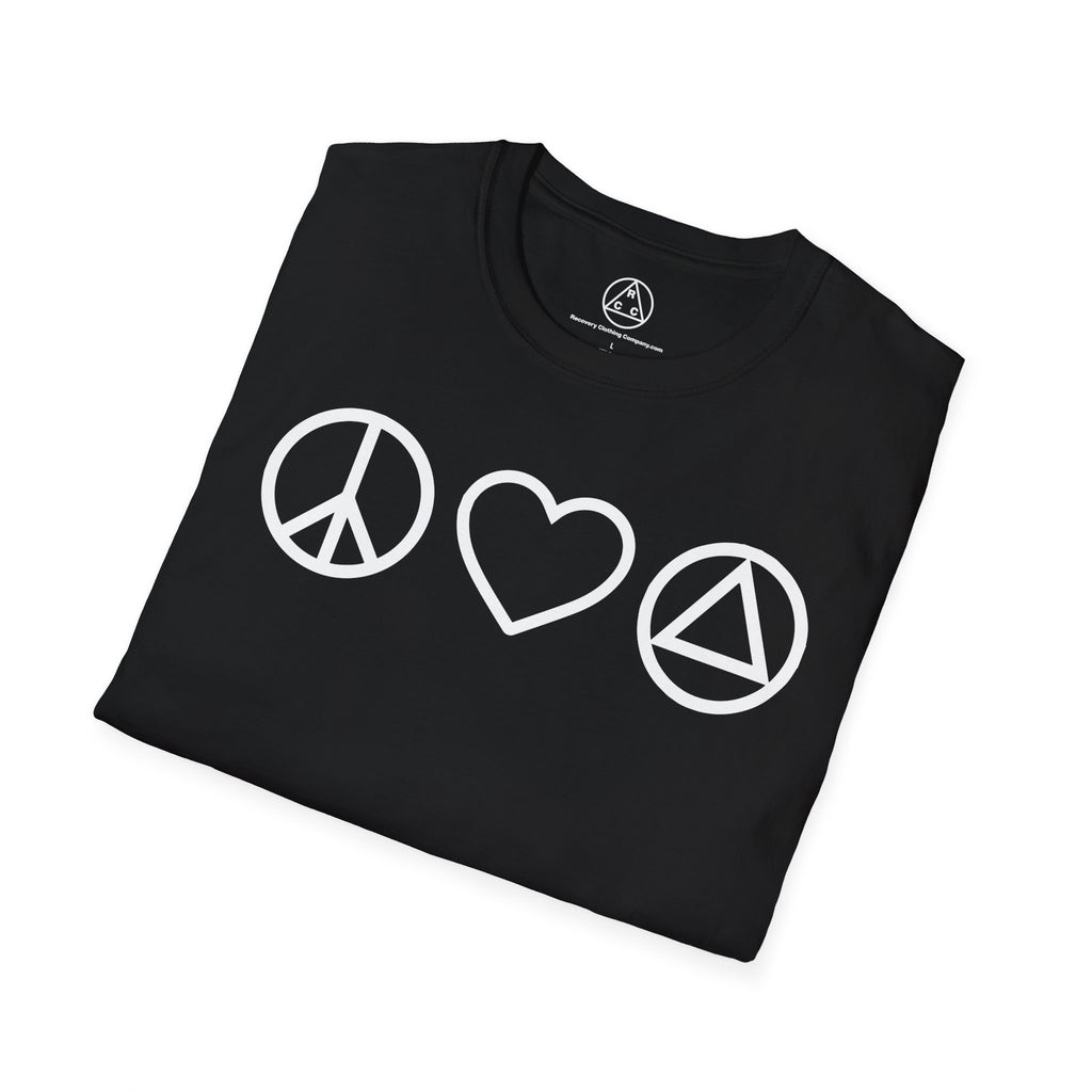 Peace, Love & Recovery T-Shirt — Classic Crewneck Tee