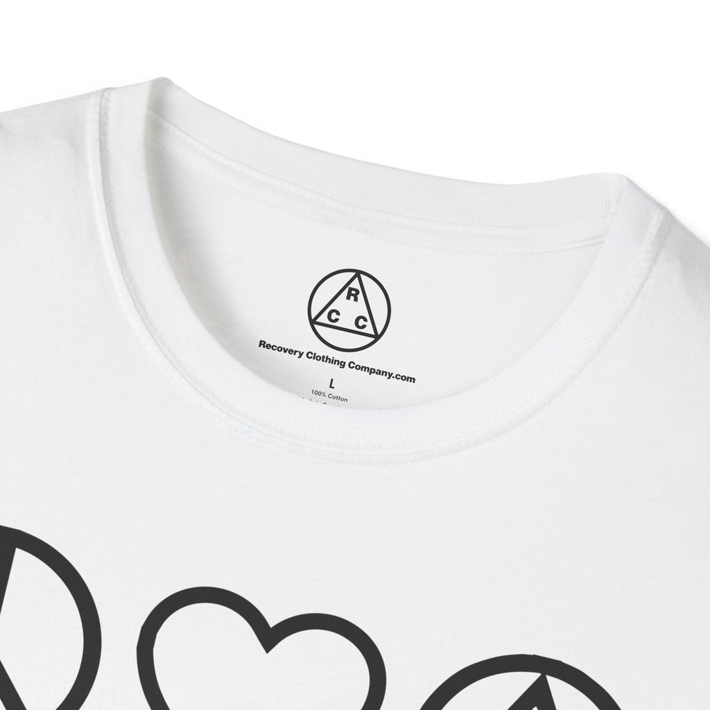 Peace, Love & Recovery T-Shirt — Classic Crewneck Tee